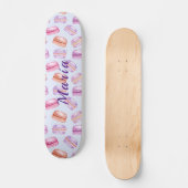 individuelle Name niedlicher Makronen Skateboard (Vorderseite)
