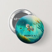 Individuelle Name Niedlicher Schildkrötenmeer Hint Button (Vorne & Hinten)