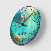 Individuelle Name Niedlicher Schildkrötenmeer Hint Runde Wanduhr (Winkel)