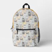 Individuelle Name Niedliches Owl Muster Bedruckter Rucksack (Vorderseite)