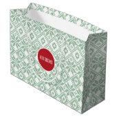 Individuelle Name Nordic Snowflake Pattern Große Geschenktüte (Rückseite Schrägansicht)