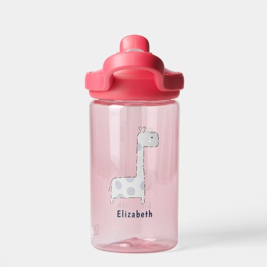 Individuelle Name Nordic Süße Tier Giraffe Trinkflasche (Rückseite)
