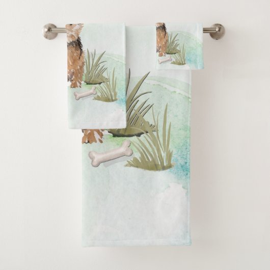 Individuelle Name Norfolk Terrier Pet Dog Badhandtuch Set (Insitu)