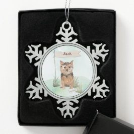 Individuelle Name Norfolk Terrier Pet Dog Schneeflocken Zinn-Ornament