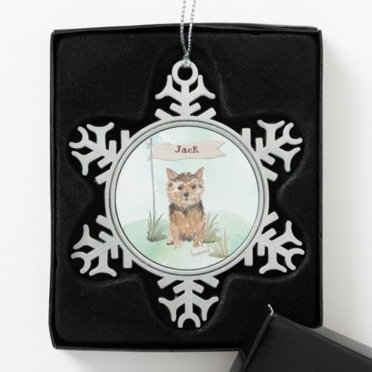 Individuelle Name Norfolk Terrier Pet Dog Schneeflocken Zinn-Ornament (Box)