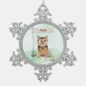 Individuelle Name Norfolk Terrier Pet Dog Schneeflocken Zinn-Ornament (Vorderseite)
