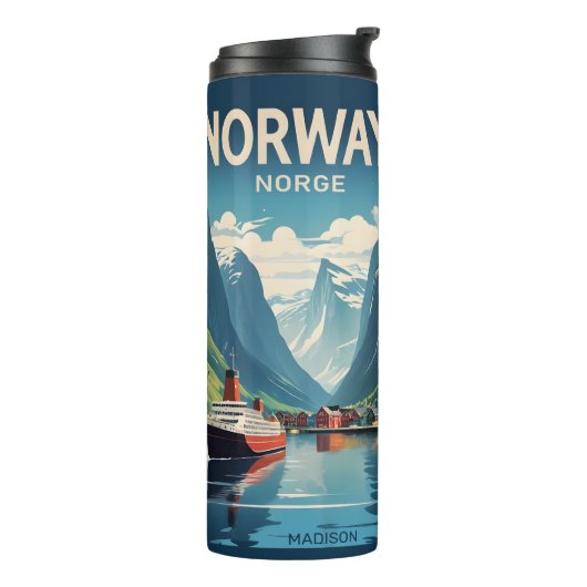Individuelle Name Norwegen Thermosbecher (Nach links gedreht)