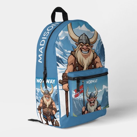 Individuelle Name Norwegischer Troll Bedruckter Rucksack (Rückseitige Ecke links)
