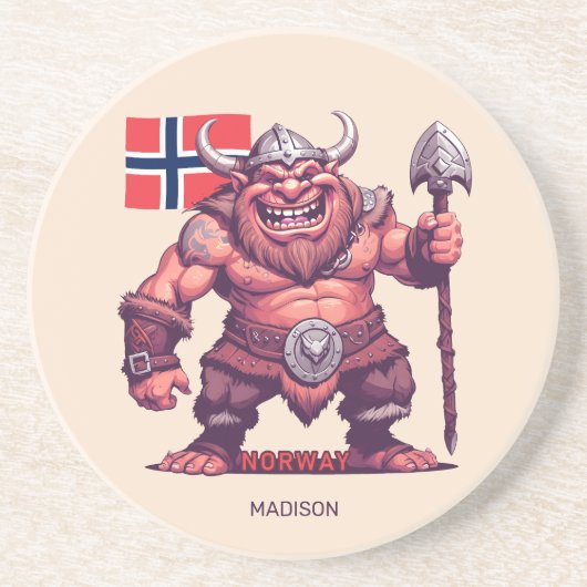 Individuelle Name Norwegischer Troll Getränkeuntersetzer (Vorne)