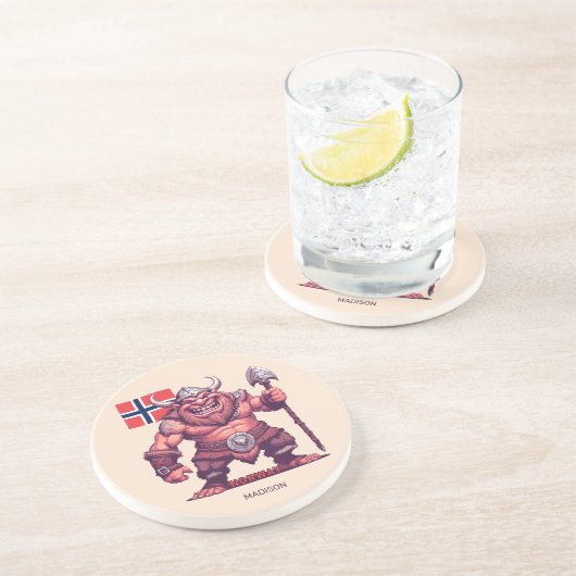 Individuelle Name Norwegischer Troll Getränkeuntersetzer (Seite)