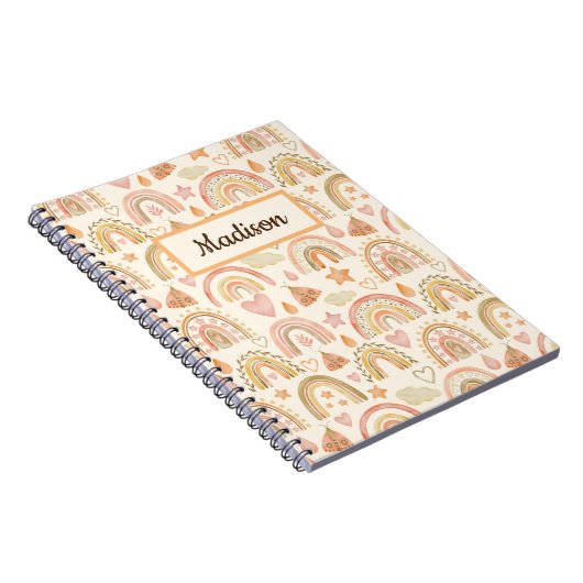 Individuelle Name Notebook Geschenk Boho Rainbows  Notizblock (Rechte Seite)
