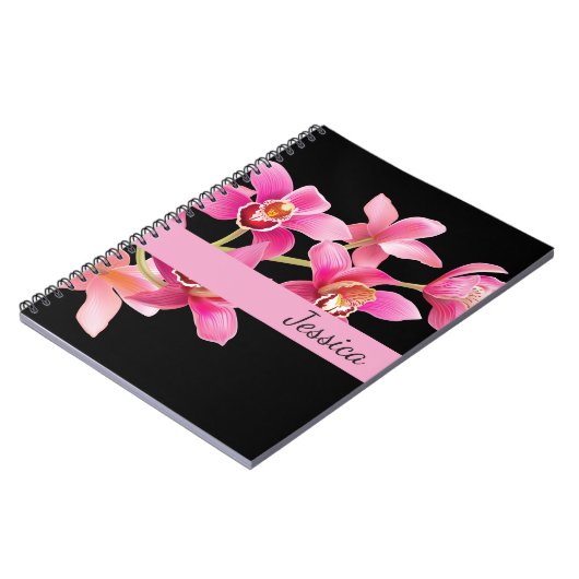 Individuelle Name Notebook-Rosa Orchids Notizblock (Linke Seite)