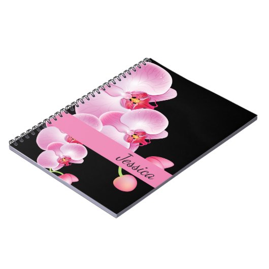 Individuelle Name Notebook-Rosa Orchids Notizblock (Linke Seite)