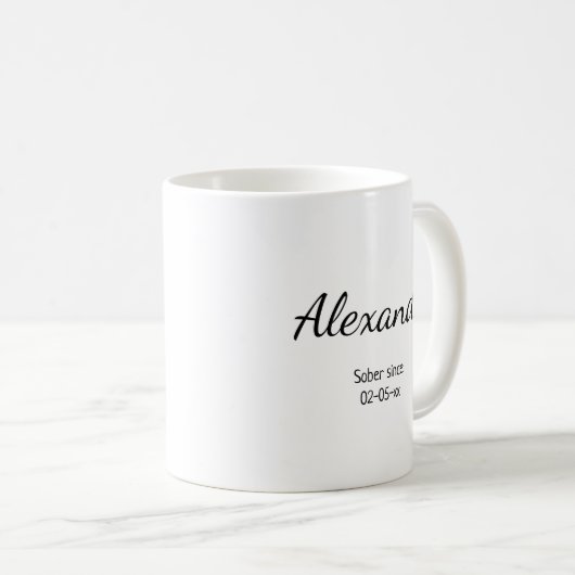 Individuelle Name & nüchternes Datum Kaffeetasse (VorderseiteRechts)