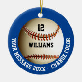 Individuelle Name Number Message Baseball Keramik Ornament (Vorne)
