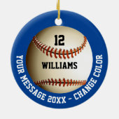 Individuelle Name Number Message Baseball Keramik Ornament (Hinten)