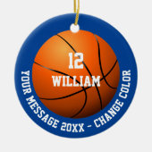 Individuelle Name Number Message Basketball Keramik Ornament (Vorne)