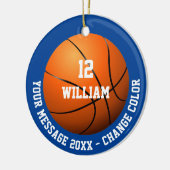 Individuelle Name Number Message Basketball Keramik Ornament (Links)