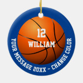 Individuelle Name Number Message Basketball Keramik Ornament (Hinten)