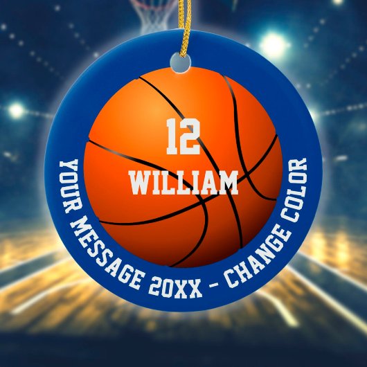 Individuelle Name Number Message Basketball Keramik Ornament