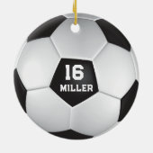 Individuelle Name-Nummer des Fußball-Balls Keramik Ornament (Hinten)