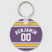 Individuelle Name-Nummer des lila Gelben Jersey St Schlüsselanhänger (Vorderseite)
