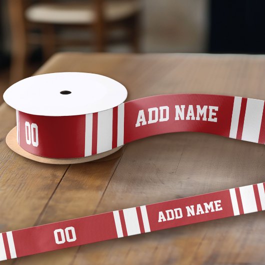 Individuelle Name Nummer des White and Red Sports  Satinband