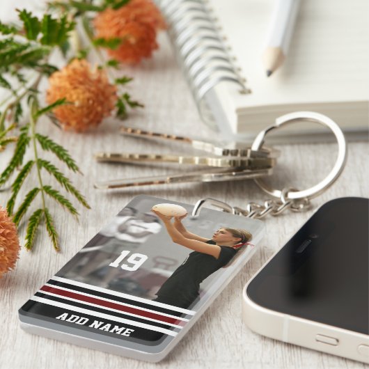 individuelle Name Nummer Foto Volleyball Jersey Bl Schlüsselanhänger (Vorderseite rechts)
