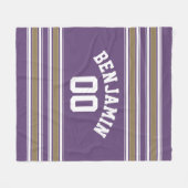 Individuelle Name-Nummer lila und Gold Jersey Stri Fleecedecke (Vorderseite (Horizontal))