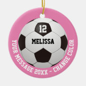 Individuelle Name-Nummer-Meldung Fußball-Ball Keramik Ornament (Vorne)