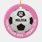 Individuelle Name-Nummer-Meldung Fußball-Ball Keramik Ornament (Hinten)