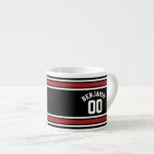Individuelle Name Nummer Schwarz und Rot Espressotasse (Vorderseite Rechts)