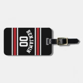 Individuelle Name Nummer Schwarz und Rot Gepäckanhänger (Vorderseite horizontal)
