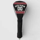 Individuelle Name Nummer Schwarz und Rot Golf Headcover (Vorderseite)
