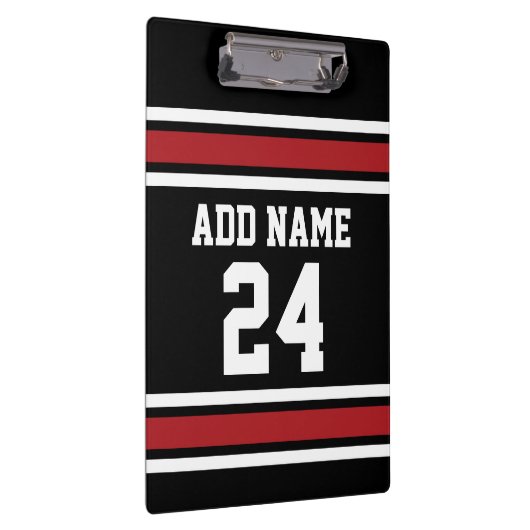 Individuelle Name Nummer Schwarz und Rot Klemmbrett (Rechts)