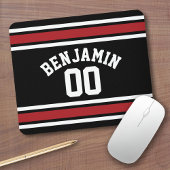 Individuelle Name Nummer Schwarz und Rot Mousepad