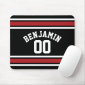 Individuelle Name Nummer Schwarz und Rot Mousepad (Mit Mouse)