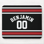 Individuelle Name Nummer Schwarz und Rot Mousepad (Vorne)