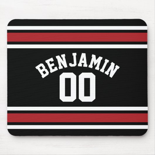 Individuelle Name Nummer Schwarz und Rot Mousepad (Vorne)
