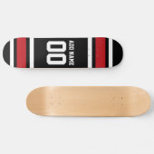 Individuelle Name Nummer Schwarz und Rot Skateboard (Horizontal)