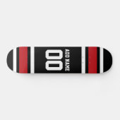 Individuelle Name Nummer Schwarz und Rot Skateboard (Horizontal)