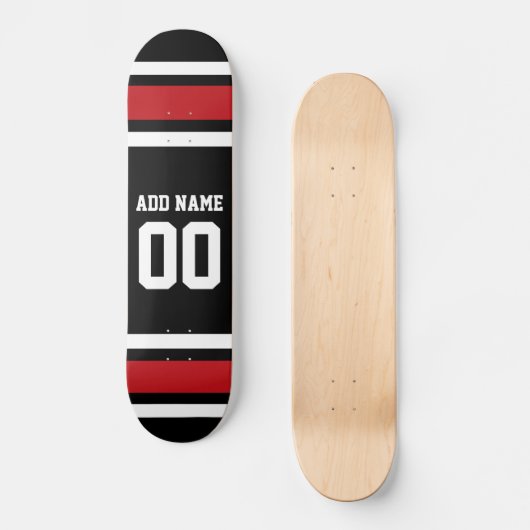 Individuelle Name Nummer Schwarz und Rot Skateboard (Vorderseite)