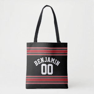 Individuelle Name Nummer Schwarz und Rot Tasche
