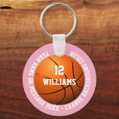 Individuelle Name Nummer Team Basketball Pink Schlüsselanhänger (Vorderseite)