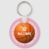 Individuelle Name Nummer Team Basketball Pink Schlüsselanhänger (Rückseite)