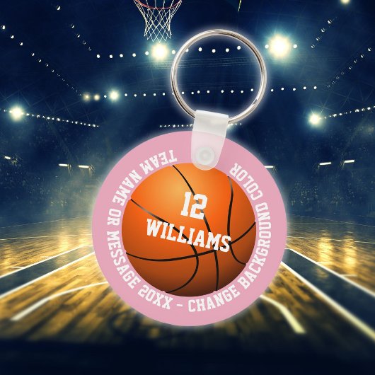 Individuelle Name Nummer Team Basketball Pink Schlüsselanhänger