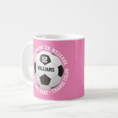 Individuelle Name-Nummer Teamname Fußball-Ball Kaffeetasse (Vorderseite Links)