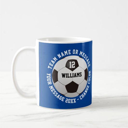 Individuelle Name-Nummer Teamname Fußball-Ball Kaffeetasse (Links)