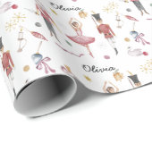 Individuelle Name Nutcracker Ballerina Weihnachten Geschenkpapier (Rolleneckpunkt)