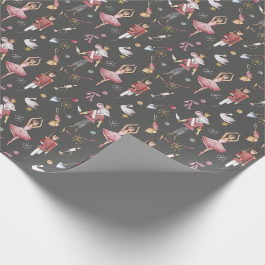 Individuelle Name Nutcracker Ballerina Weihnachten Geschenkpapier (Ecke)